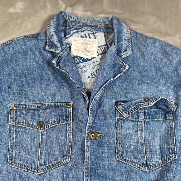 Vintage G Unit Denim Shirt Men XXL Blue Button Up Shacket Heavyweight Hiphop Y2K - Picture 4 of 11